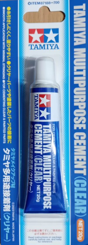 Tamiya MULTIPURPOSE CEMENT "Clear" (For clear parts) - CEMENTO MULTIUSO "Trasparente" (Adatto per parti in plastica trasparente)