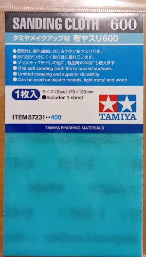 Tamiya SANDING CLOTH "grain #600" Fits to curves/Usable on plastic-light metals and wood - PANNO ABRASIVO "grana #600" Si adatta alle curve/Per plastica-metalli leggeri-legno