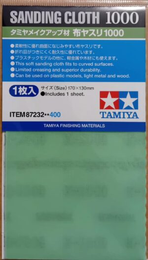 Tamiya SANDING CLOTH "grain #1000" Fits to curves/Usable on plastic-light metals and wood - PANNO ABRASIVO "grana #1000" Si adatta alle curve/Per plastica-metalli leggeri-legno