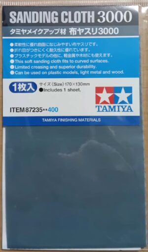 Tamiya SANDING CLOTH "grain #3000" Fits to curves/Usable on plastic-light metals and wood - PANNO ABRASIVO "grana #3000" Si adatta alle curve/Per plastica-metalli leggeri-legno