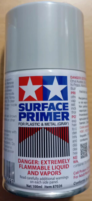 Tamiya SPRAY 100ML SURFACE PRIMER "GRAY" for Plastic and Metal - PRIMER SPRAY FINE 100ML "GRIGIO" per Plastica e Metallo