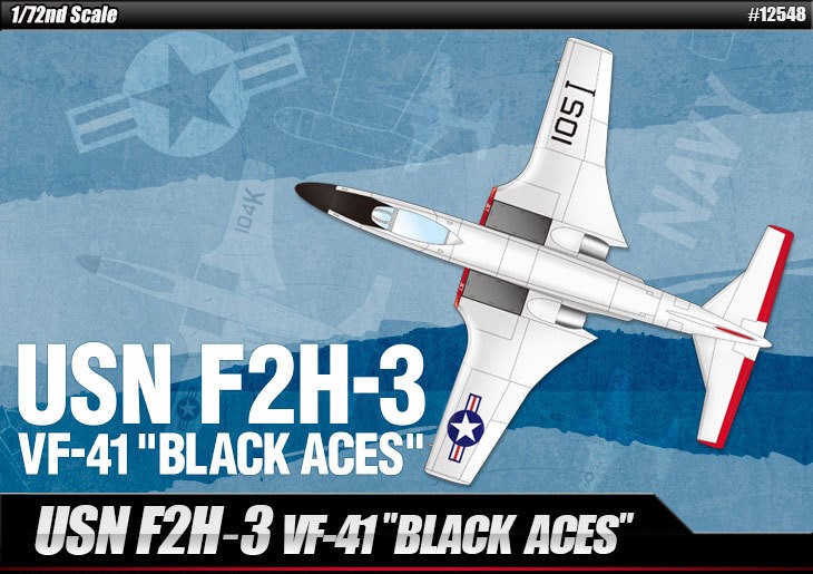 USN "United States Navy" McDonnell-Douglas F2H-3 Banshee "VF-41 Black Aces" Carrier-based AW fighter jet aircraft