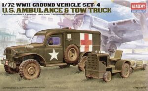 USA "United States Army" Dodge Fargo WC-54 3⁄4-t 4x4 Military ambulance + CEC Clark 6 tug tractor set