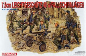 RLM "Luftwaffe"/Waffen-SS-OKW Rheinmetall 7.5cm Leichtgeschütz 40 Recoilless gun + Fallschirmjäger Paratroopers