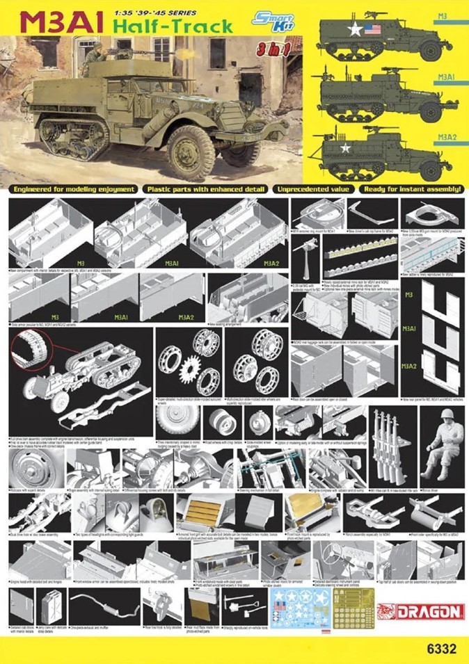 USA “United States Army” Autocar M3 - M3A1 - M3A2 APC Half-track armoured personnel carrier truck - Dragon "3in1" smart kit