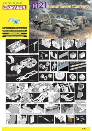 USA “United States Army” Autocar M21 MMC + 81mm M1 mortar + M2 Browning machine gun  Half-track mortar carriage truck  -  Dragon smart kit
