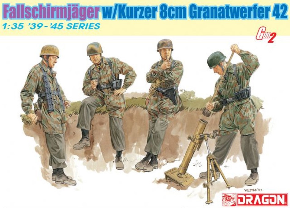RLM “Luftwaffe” WWII “Fallschirmjäger” paratroopers + 8cm Kurzer granatwerfer 42 mortar set - Dragon Gen2 edition