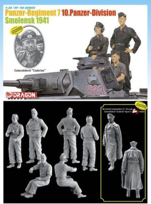 Wehrmacht-HEER WWII 7. Panzer-Regiment "10. Panzer-Division - Smolensk '41" tank crew + Bonus "Generaloberst Hans Guderian figure" - Dragon Gen2 edition