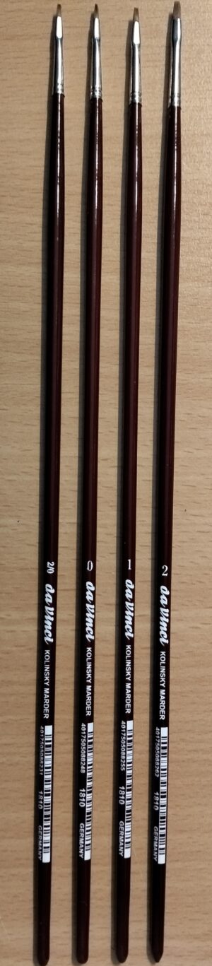 Da Vinci RED KOLINSKY SABLES "Flat for Oilbrushing - Piatto per Pittura a olio" N-2/0