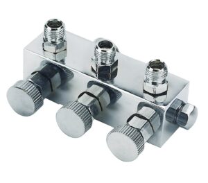 Fengda - Collettore a 3 uscite 1/8" con valvola per regolazione pressione aria