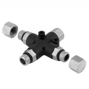 Fengda - Collettore a 3 uscite 1/8" senza regolazione aria + cappucci chiusura uscite.