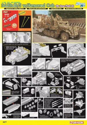 Wehrmacht-HEER Demag Sd.Kfz.10/5 armoured cab/hood+2cm FlaK38  Light half-tracked armored tractor  -  Dragon "BONUS+MagicTrack+UPGRADE metal parts" Smart Kit
