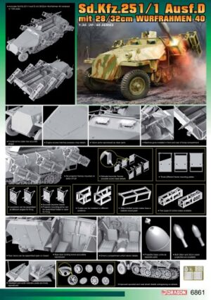 Wehrmacht-HEER Hanomag Sd.Kfz. 251/1 Ausf.D + 28/32cm Wurfrahmen 40  Half-tracked rocket launcher armoured carrier