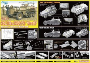Wehrmacht-HEER Demag Sd.Kfz. 250/3-250/Z Ausf.A "Greif - Rommel's command"  Half-track armoured command radio carrier – Dragon “BONUS Rommel+3 figures+2in1+MagicTrack” Smart Kit