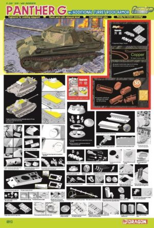 Wehrmacht-HEER MAN AG/Daimler-Benz Sd.Kfz.171 Pz.Kpfw.V PANTHER Ausf.G “Turret roof armor”  Medium tank  -  Dragon "UPGRADE metal parts+3D PRO details" Premium edition