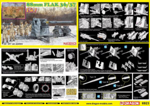 Wehrmacht “Luftwaffe” Krupp 36/37 Flak gun 88mm Anti-aircraft gun  -  Dragon "2in1" kit