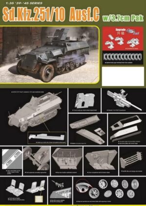 Wehrmacht-HEER Hanomag Sd.Kfz. 251/10 Ausf.C+3.7cm Pak  Half-tracked armoured personnel carrier – Dragon “MagicTrack” Kit