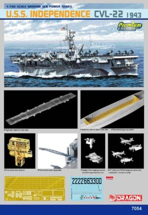 USN “United States Navy” New York Shipbuilding CVL-22 USS Indipendence Light aircraft carrier – “Indipendence class” – Dragon "Premium Edition" Kit