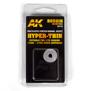 AK Interactive - Elastic rigging bobbin "Hyper-Thin" 20m long - Suitable for 1/72 rigging or 1/350-1/700 ships