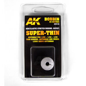 AK Interactive - Elastic rigging bobbin "Super-Thin" 20m long - Suitable for 1/32-1/35-1/48 thin rigging or 1/350 ships