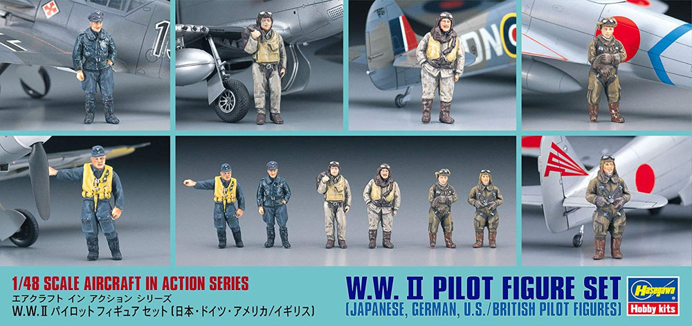 Hasegawa "1:48 Aircraft in action series": WWII Pilots figure set (Japanese-German-U.S./British)