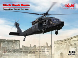 UAF “Ukraine Armed Forces” Sikorsky MH-60L Black Hawk Down "Early version - Operation Gothic Serpent Somalia 1993" Medium lift/transport helicopter - ICM "Three builds option" box kit