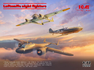 RLM "Luftwaffe" Messerschmitt Bf 109E-4 + Dornier Do 17Z-10 Kauz-II + Focke-Wulf Fw190A-1 "LUFTWAFFE NIGHT FIGHTERS" - ICM "Three kits inside" box