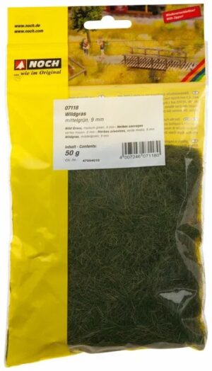 NOCH Landscaping  -  Erba statica 50g H.9mm  "Erba spontanea - Verde medio"
