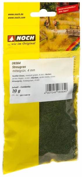 NOCH Landscaping  -  Erba statica 20g H.4mm  "Erba tagliata - Verde medio"