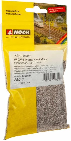 NOCH Landscaping  -  250g Pietrisco per massicciata/ballast Calcare "0,5-1mm"