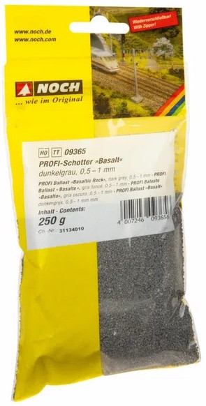 NOCH Landscaping  -  250g Pietrisco per massicciata/ballast Basalto grigio scuro "0,5-1mm"