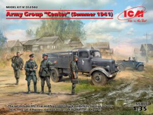 Wehrmacht-HEER "Army group - Summer '41" (BMW-Hanomag Kfz.1 "Einheits-Pkw"  Light 4x4 scout vehicle + Mercedes-Benz L 3000S  4x2 Cargo truck + 8 Wehrmacht figures) - ICM "3 Kits" box