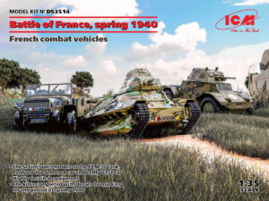 French Army "Armèe de Terre" "Battle of France '40" (FCM 36  Light tank + Panhard 178  Armored car + Laffly V15T  Light 4x4 artillery tractor)  -  ICM "3 Kits" box
