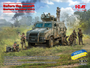 UAF "Ukraine Armed Forces" "Before the Assault - Ukraine '22" (Pracitka Kozak-2 MRAP Infantry mobility vehicle + SOF Soldiers + Drone operator) - ICM "3 Kits" box