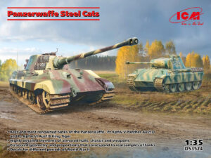 Wehrmacht-HEER "Panzerwaffe Steel Cats" (MAN AG/Daimler-Benz Sd.Kfz.171 Pz.Kpfw.V PANTHER Ausf.D + MAN AG/Daimler-Benz Sd.Kfz.182 Pz.Kpfw.VI KONIGSTIGER Ausf.B) -  ICM "2 Kits" box