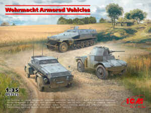 Wehrmacht-HEER "Wehrmacht Sonderkraftfahrzeug" (Hanomag Sd.Kfz. 251/1 Ausf.A  Half-tracked APC + Daimler-Benz Sd.Kfz.247  4x4 Armored car + Panhard 178 Panzerspähwagen P.204 (f) 4x4 Armoured car) -  ICM "3 Kits" box