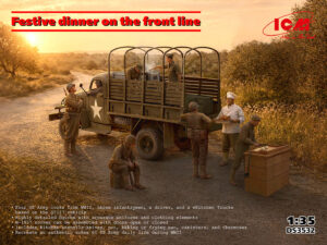 USA "United States Army"  "Frontline Festive Diner" (GMC G-506 CCKW 2 1⁄2t 4x4 “JIMMY” Kitchen truck + Soldiers-Cooks)  -  ICM "2 Kits" box