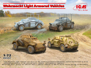 Wehrmacht-HEER "Wehrmacht Einheitsfahrgestell" (Horch-AutoUnion Sd.Kfz. 221/222/223/261 "Einheits-Pkw"  Light armored 4x4 scout/reconaissance/radio vehicle)  -  ICM "4 Kits" box
