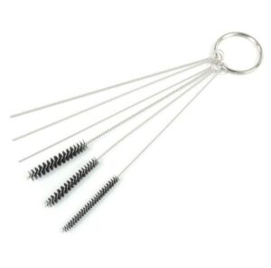 Fengda - Set di 3 scovolini con spazzola + 3 fili metallici a vite per pulizia aerografo